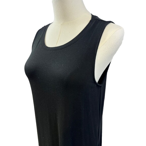 Fit and Flare Black Cocktail Midi Tank Dress Stretchy Pockets Women’s Size M - Picture 2 of 8